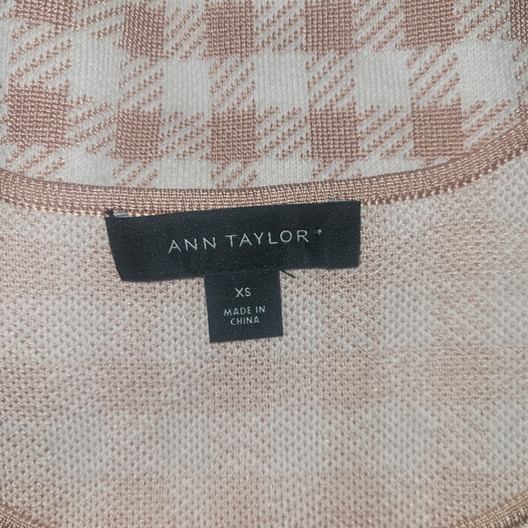 Ann Taylor Cream and Tan Checkered Knit Tank Top XS - Picture 6 of 6
